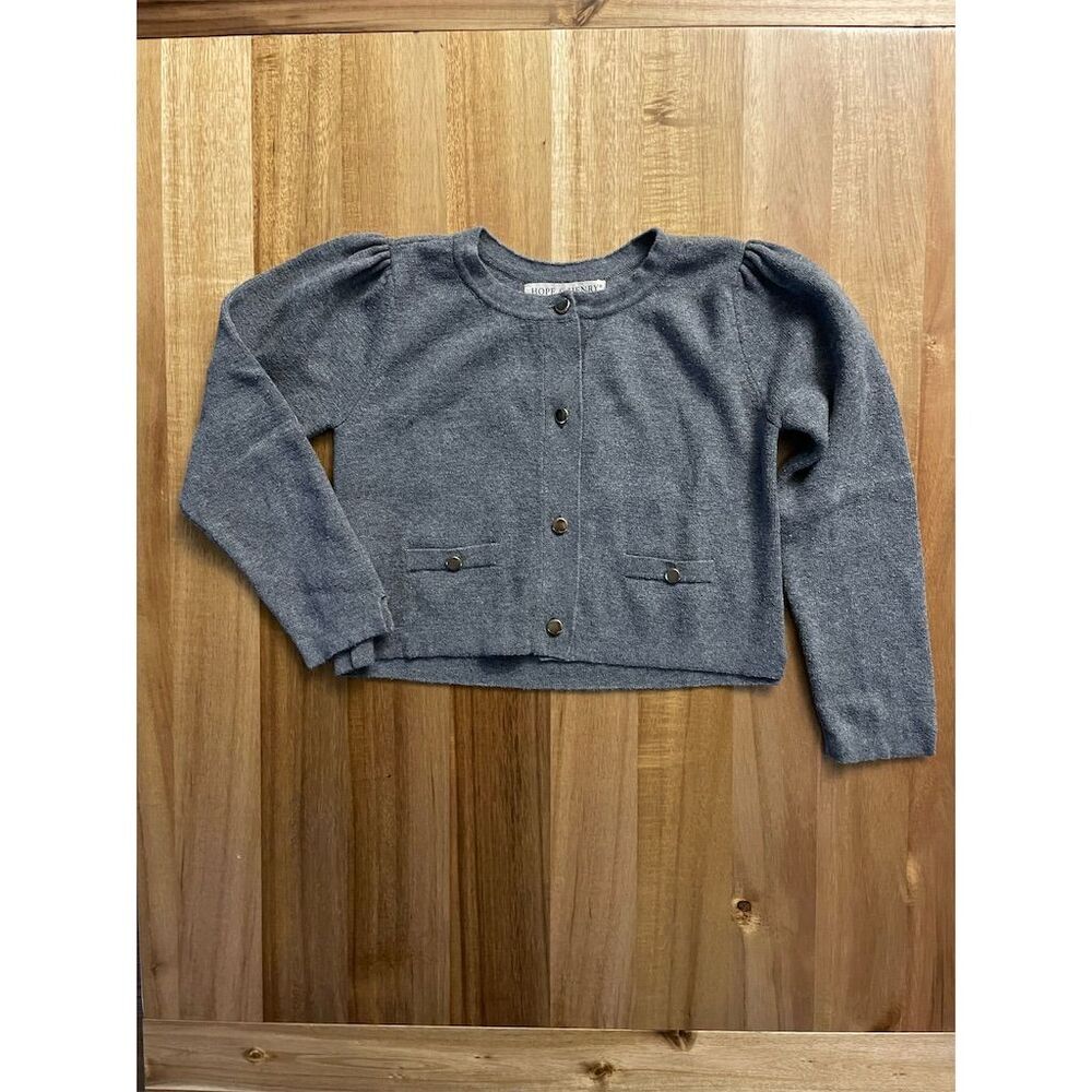 Hope & Henry Milano Stitch Cardigan Gray Sweater Size S (5-6) Long Sleeve